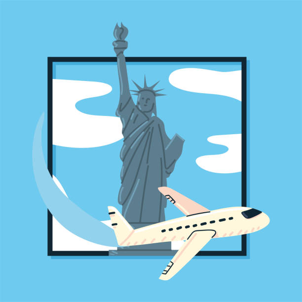 istock statue of liberty NY airplane 1328389386