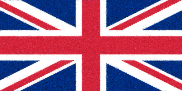 British national flag on glitter texture.