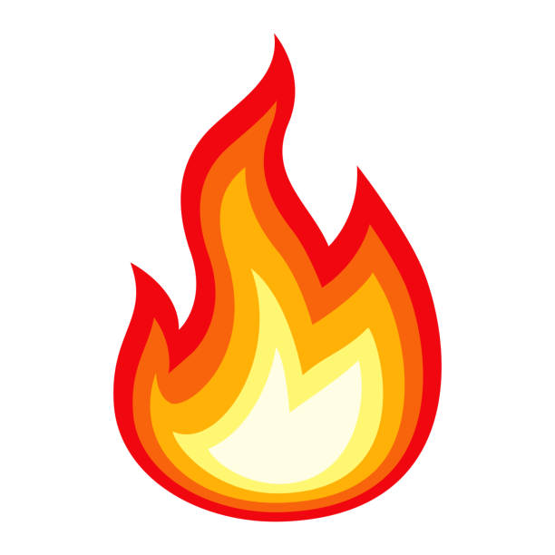 Fire Emoji Icon A cute emoticon or 'emoji' icon. File is built in CMYK for optimal printing and minimal simple gradients used (linear and radial). flame clipart stock illustrations