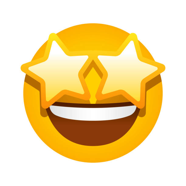 Grinning Face with Star Eyes Emoji Icon A cute emoticon or 'emoji' icon. File is built in CMYK for optimal printing and minimal simple gradients used (linear and radial). fame stock illustrations
