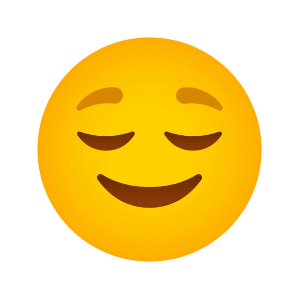 Relieved Face Emoji Icon A cute emoticon or 'emoji' icon. File is built in CMYK for optimal printing and minimal simple gradients used (linear and radial). relieved face stock illustrations