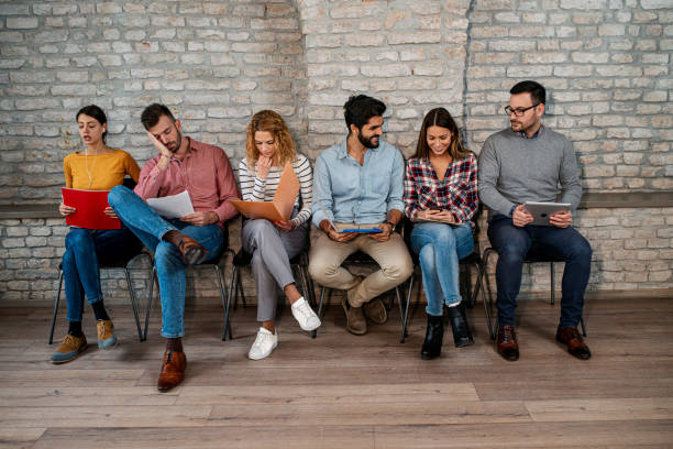 istock Candidates await an interview for the job 1328396087