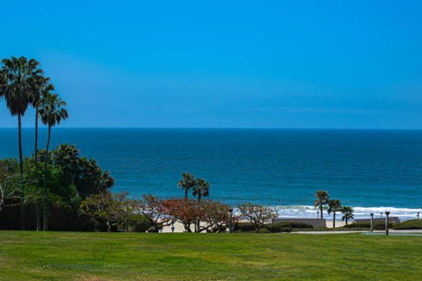 istock Empty public park with view of Pacific Ocean 1328397089