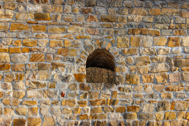 A window in the fortress wall. The embrasure. The Bobruisk Fortress inside. High quality photo