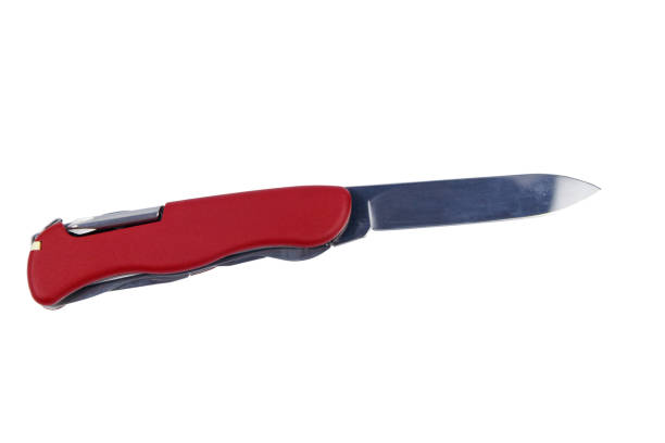 istock Red all purpose pocket knife isolated on white background 1328401325