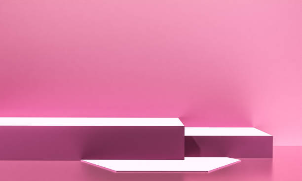 istock Scene with pink color podium for mock up presentation in minimalism style with copy space, 3d render abstract background design 1328402275