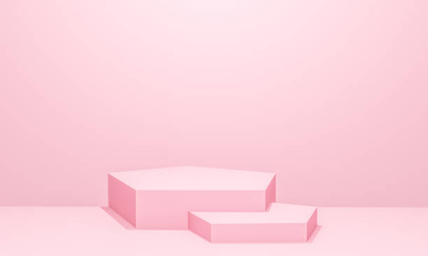 istock Scene with pink color podium for mock up presentation in minimalism style with copy space, 3d render abstract background design 1328402278