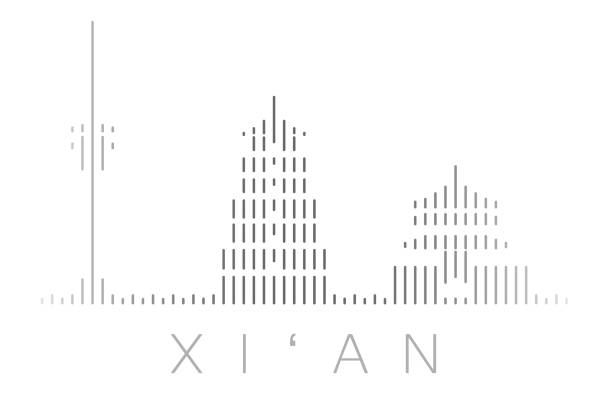 illustrations, cliparts, dessins animés et icônes de barres verticales xi’an landmark skyline - xian audio