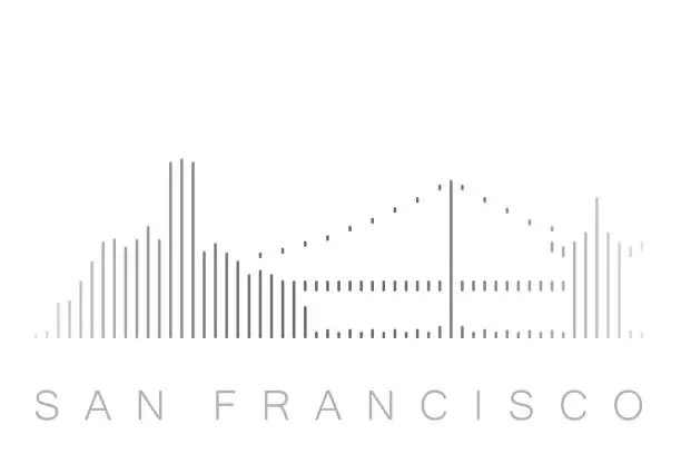 Vector illustration of Vertical Bars San Francisco Landmark Skyline