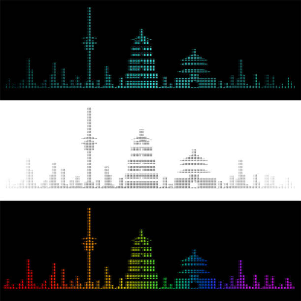 ilustrações de stock, clip art, desenhos animados e ícones de sound graph style xi'an skyline - xian audio