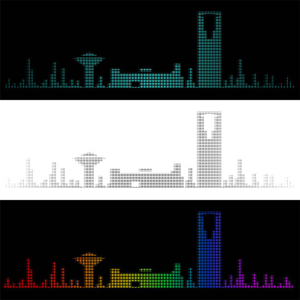 sound graph stil riyadh skyline - pixel art grafiken stock-grafiken, -clipart, -cartoons und -symbole