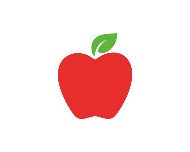 illustrazioni stock, clip art, cartoni animati e icone di tendenza di logo della frutta di mele rosse - mela illustrazioni