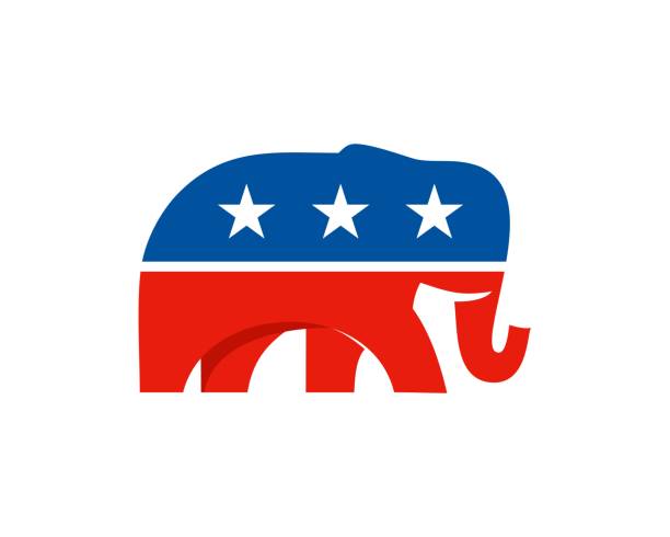 ilustraciones, imágenes clip art, dibujos animados e iconos de stock de elefante partido republicano logotipo moderno - elefante