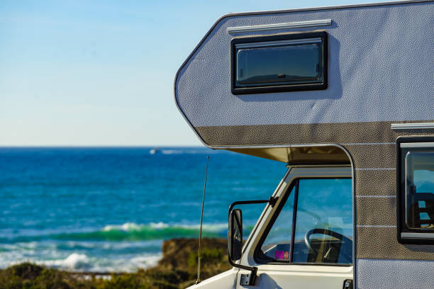 istock Motorhome camping on beach, Spain 1328406791