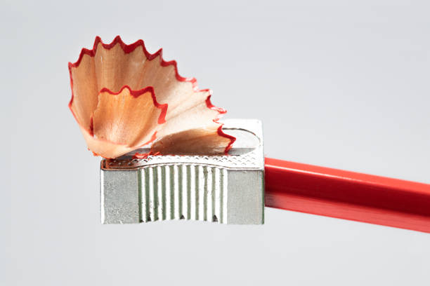 istock Wooden red pencil with metal sharpener 1328407505