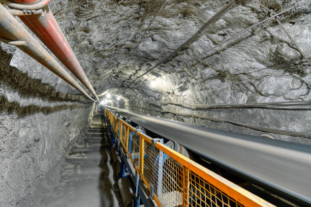 istock Underground belt conveyor for transporting ore to the surface 1328416042