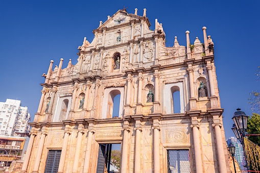 This is a scenery of St. Paul's Cathedral in Macau.\nMacau is well known as a tourist destination in this country, many people come to see this beautiful scenery every year.