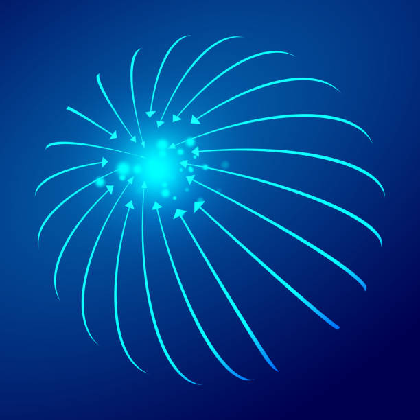 矢印ライトラインコンバージェンスインターネット技術の背景。 - exploding energy abstract arrow sign点のイラスト素材／クリップアート素材／マンガ素材／アイコン素材