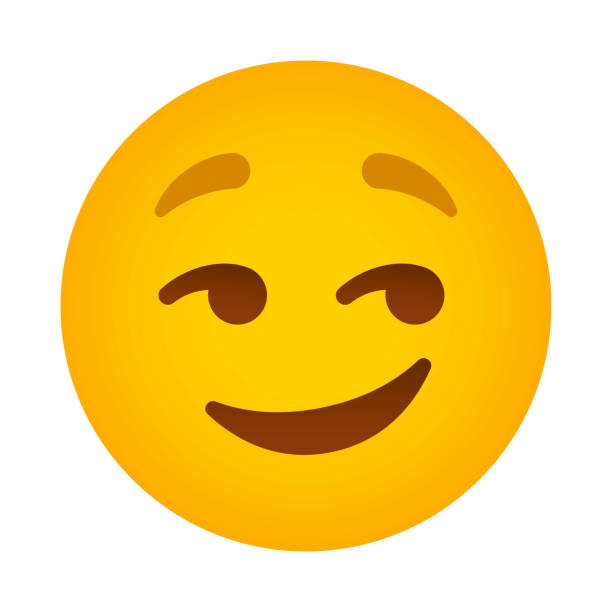Smirking Emoji Icon A cute emoticon or 'emoji' icon. File is built in CMYK for optimal printing and minimal simple gradients used (linear and radial). smirking stock illustrations