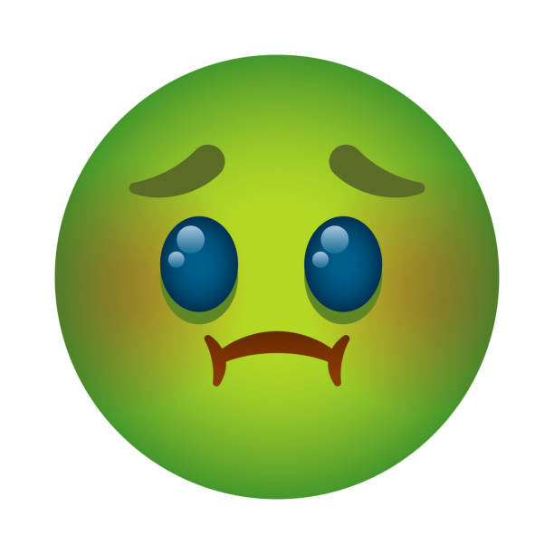 Nauseous Emoji Icon A cute emoticon or 'emoji' icon. File is built in CMYK for optimal printing and minimal simple gradients used (linear and radial). puke green color stock illustrations