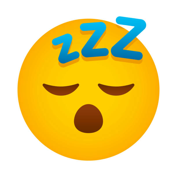 Sleepy Emoji Icon A cute emoticon or 'emoji' icon. File is built in CMYK for optimal printing and minimal simple gradients used (linear and radial). tired stock illustrations