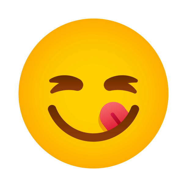 ilustraciones, imágenes clip art, dibujos animados e iconos de stock de icono de emoji delicioso - smiley face smiling sign people