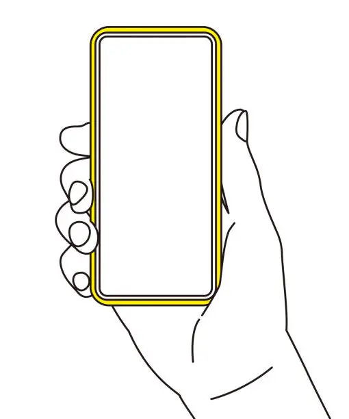 Vector illustration of Hand holding a cell phone