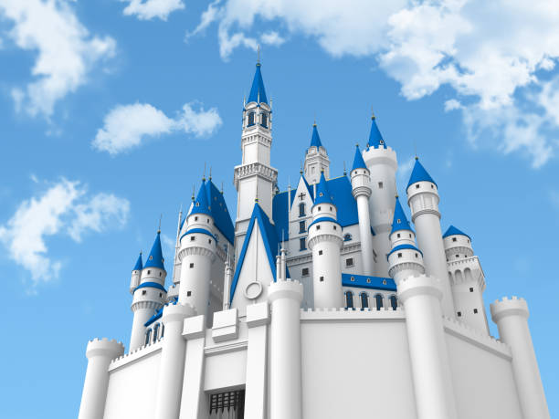 istock European castle with blue roof ,3D illustration 1328430929