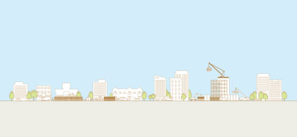 Vector Illustration Of Cityscape Stock Illustration - Download Image Now -  Construction Site, Japan, Civil Engineering - iStock