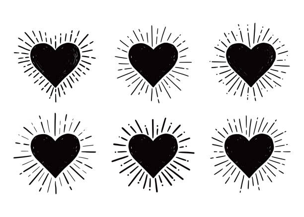 форма сердца лопнула. рисованные в стиле эскиза. - greeting card style love creativity stock illustrations