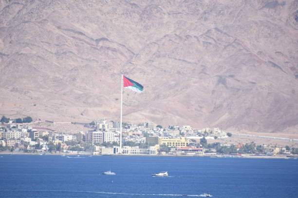 istock Jordanian flag in Aqaba 1328449104