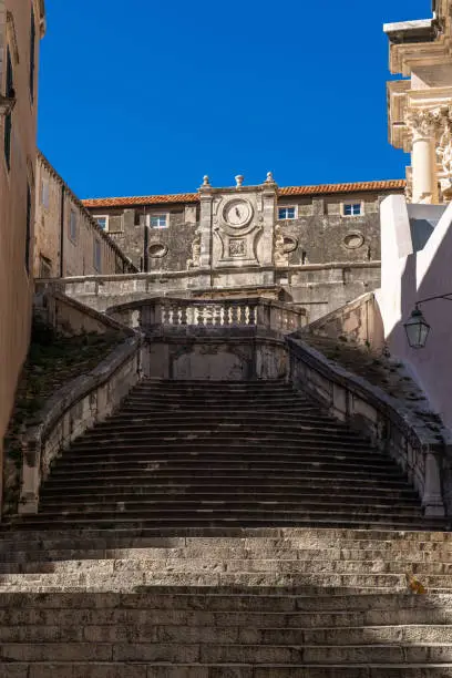 Photo of Jesuits staircase in Dubrovnik, Croatia. Walk of shame staircase.