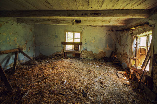 istock The interior is an old empty and ruined village house 1328454532