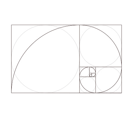 Vector illustration of the golden ratio template or fibonacci pattern design.