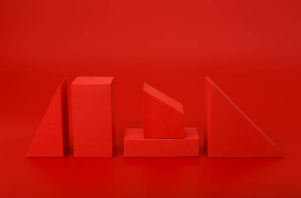 istock Red abstract background with red geometric figures against red background 1328455989