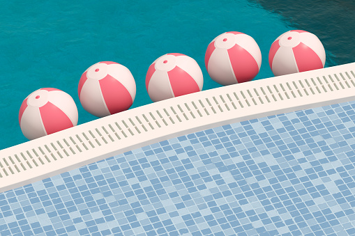 3d rendering of Swimming Pool, Summer Holiday Travel Background.