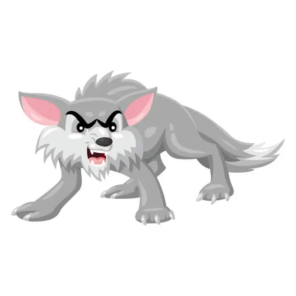 Vector illustration of Angry wolf cartoon