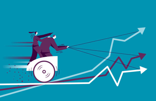 торговый партнер - moving down graph moving up business stock illustrations