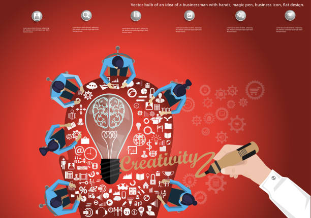 istock Illustration business design painting art  idea and concept think creativity. for success,plan,think,search,analyze,communicate, futuristic idea innovation technology modern. 1328463034