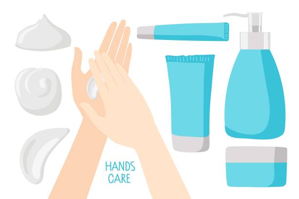 ภาพประกอบสต็อกที่เกี่ยวกับ “เครื่องสําอางบํารุงผิวมือ มือของมนุษย์ใช้ครีมหลอดสีฟ้าอ่อนและเครื่องจ่ายด้วยครีมหรือโล - female hand with tube of the body cream”