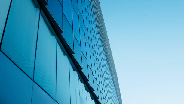 istock modern office building.building with copy space.windows office building for background 1328466517