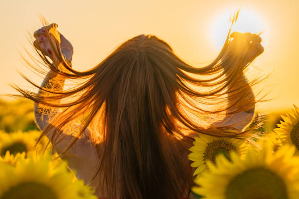 istock Woman in Sunflower Field During Sunset 1328466538