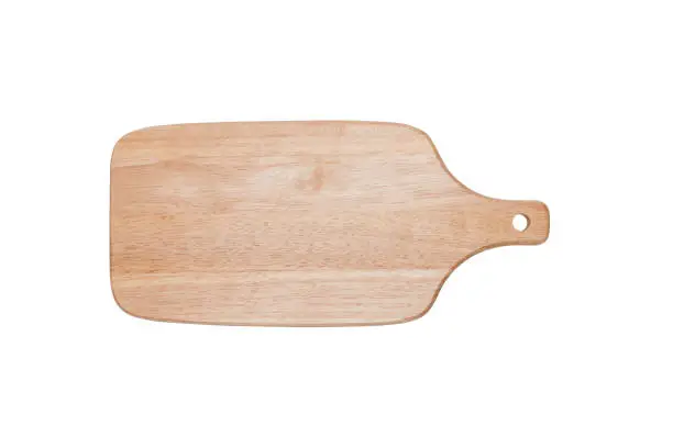 Isolated cutting board on white background with clipping path.