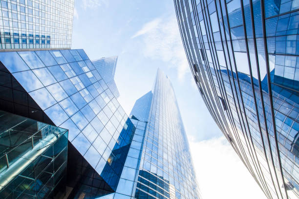 istock Modern glass office buildings, architectural background 1328471565