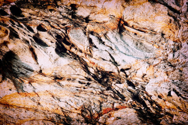 istock Rock formations on the seashore That is still a trace of water flowing through erosion 1328472004