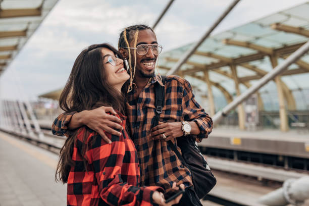 istock Young couple on subway station 1328474799