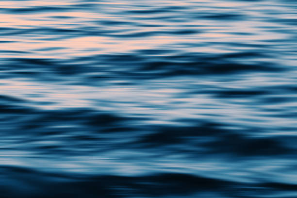 Sea Sunset Wave Ripples Abstract Sunlight Background Dusk Blue Pink Pattern Blurred Water Curve Texture Curve Dusk to Night Time Lapse Close-Up Seascape Backdrop for presentation, flyer, card, poster, brochure, banner