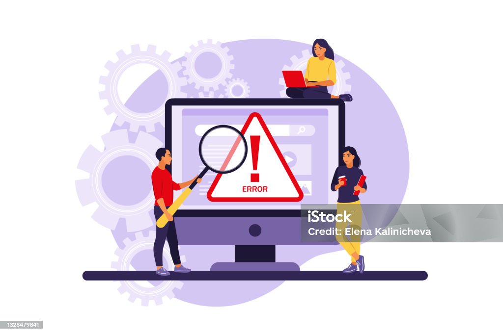 System Error Concept Programmers Working With System Error Vector ...