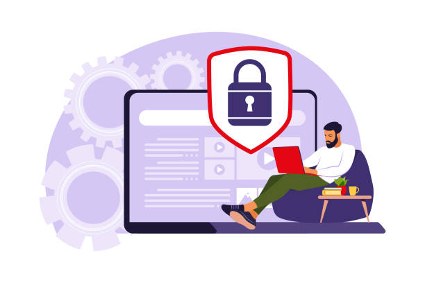 concept of protecting computer data. general data security. personal information protection. vector illustration. flat. - cybersecurity stock illustrations