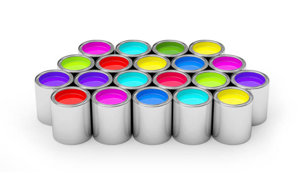istock Colorful paint in metal cans. 1328481088